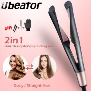 Newest Professional 2 in 1 Hair Curling & Straightening Iron Hair Straightener Hair Curler Wet & Dry Flat Iron Hair Styler