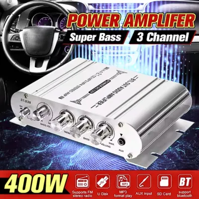 COD CEPAT CLAITE Amplifier Mini HiFi Stereo Bluetooth Speaker Mobil Karaoke Full Bass Booster 12V - ST-838