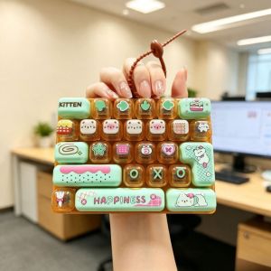 DOWNA Treo Đồ chơi bàn phím cơ 26 Phím Đồ chơi quà tặng Đồ chơi móc khóa bàn phím Dễ thương Trong suốt  dây túi xách  dây trang trí túi xách