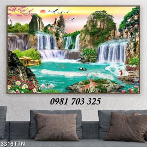 Gạch tranh 3d đẹp thác nước