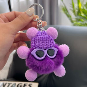 HJK GStar Cute Plush Doll Pendant Keychain Bag Ornament Multi-Purpose Small Fluffy Balloon Keychain Small Briquettes Cute Bag Ornaments Car Keychains Mobile Phone Pendants