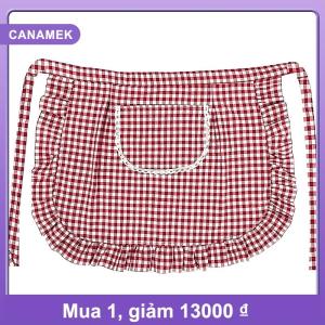 【CANAMEK】 Tạp dề vuông kiểm tra nửa eo Tạp dề chất liệu cotton chống vết bẩn thoáng khí nấu ăn tại nhà quần áo làm việc phụ kiện nhà bếp