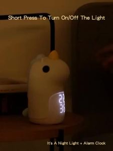 Birthday Gift Bedroom Decor: Children's Silicone USB Rechargeable Portable Lamp & Unicorn Night Light with Sleep Trainer Alarm Clock