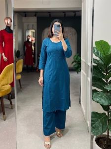 MK1500 KURTI Material Flex Cotton Length Top 43 inches Bottom Length 37" Sleeves length 17 inches