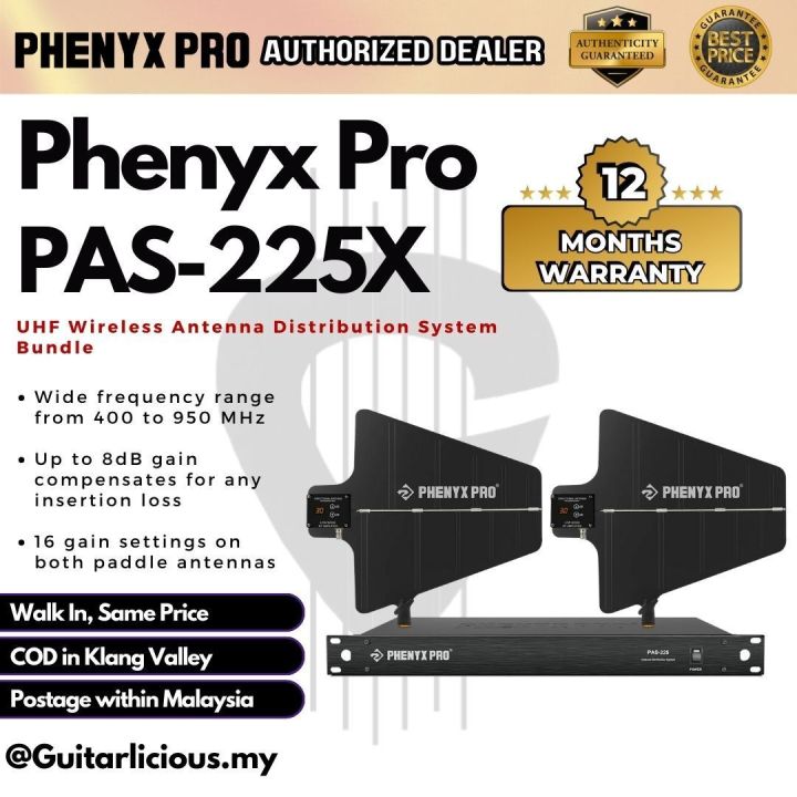 Phenyx Pro PAS225X UHF Wireless Antenna Distribution System Bundle