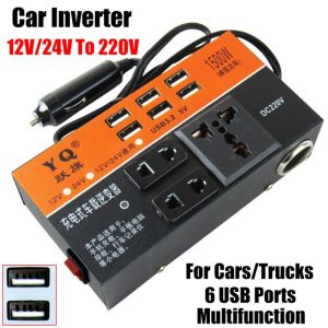 W0AGZ4J2 Universal Car Inverter High Power DC 12V/24V To 220V Automotive Charger Inverter Portable with 6 USB Ports Power Adapter