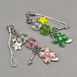 stormtime fE Exquisite Lucky Leaf Phone Pendant Fashion Phone Chain Cute Four Leaf Clover Keychain Backpack Decoration Accessories Gifts