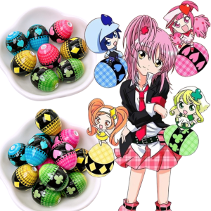 NEEUJ 10pcs ทำสร้อยข้อมือ ลูกปัดอนิเมะชูโกะชาระ ทำมือ สร้อยคอ ลูกปัดสเปเซอร์หลวม ตัวละครผู้พิทักษ์ของฉัน แบบญี่ปุ่น ลูกปัดไข่ของฮินามอริ อามุ จิวเวลรี่ทำเอง