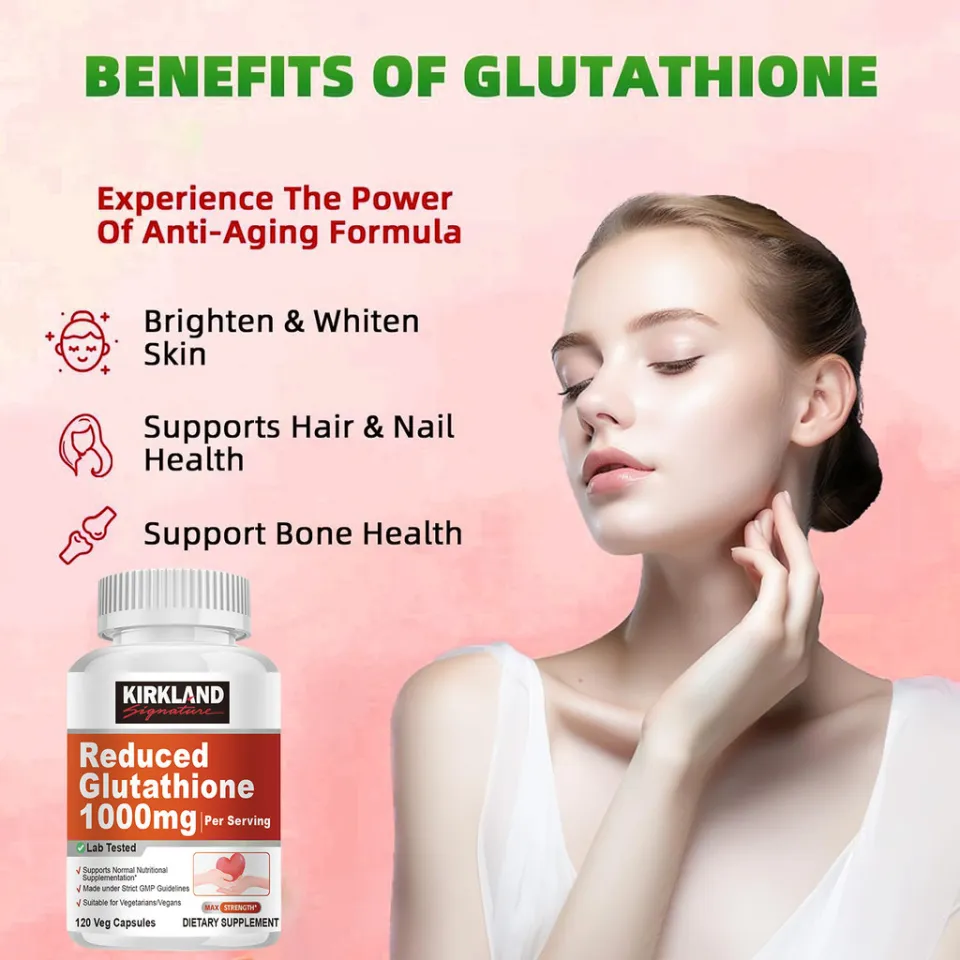 KIRKLAND Reduced Glutathione 1000mg|การป้องกันความชรา|การซ่อมแซมเซลล์|ผิวกระจ่างใสขึ้น|