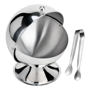 Practical Spherical Sugar Holder with Stainless Steel Clip Serving Bowl Rustproof Jar Kitchen Tool