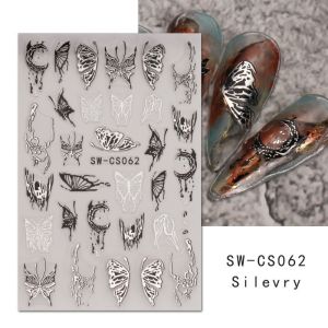 1/3pcs Butterfly Manicure Nail Stickers 3D Butterfly Metallic Color Laser White Butterfly Nail Decoration