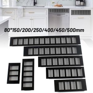 80mm Black Aluminium Alloy Rectangular Air Vent Grille Ventilation Cover For Furniture Cabinets Wardrobes 150/200/250/400/450/500mm