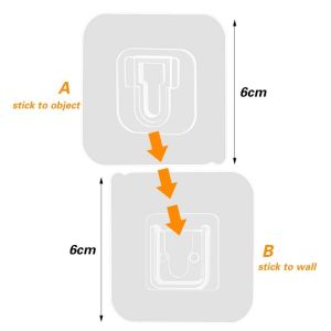20/10/5Sets Double Sided Self-Adhesive Wall Hooks / Clear Snap Fastener Type Wall Mounted Hook