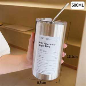 Tumbler Coffee Cup Stainless Steel Free Sedotan Botol Minum Aesthetic