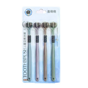 กล่องเก็บแปรงสีฟันแลยาสีฟัน  ชุดแปรงสีฟันสามหัว3ชิ้นชุดแปรงสีฟันสามด้านทำความสะอาดในครัวเรือนสำหรับผู้ใหญ่ขนนุ่มป้องกันเหงือกแปรงสีฟัน ผู้ใหญ่ เซ