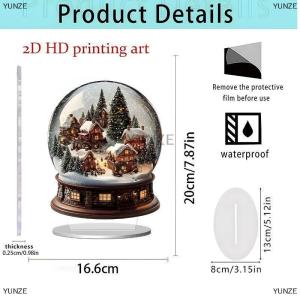 [COD] YUNZE Santa Claus Tabletop trang trí với cơ sở 2D Acrylic đồ trang trí Giáng sinh 2026 Xmas navidad Nguồn cung cấp bên