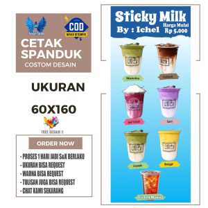 Cetak Spanduk Banner STICKY MILK DESAIN BIRU Costom Desain