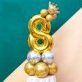 13pcs Balloons Set For Happy Birthday 32inch Number Foil Balloon Stand Kit Kid Boys Girls Gold Crown Balloon Standee Set Baby Shower Party Supplies Home Decor Diy Decoration For Christening. 