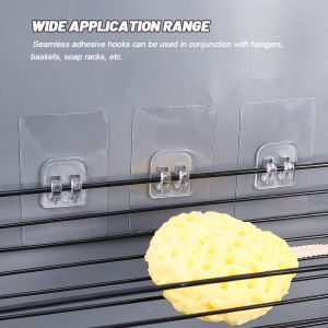10ชิ้นตะขอไร้ตะเข็บใสติดผนังกาวซุปเปอร์กาวติดด้วยตนเองประตูติดตะขอถ่วงห้องครัวห้องน้ำตะขอกันน้ำติดเล็บ