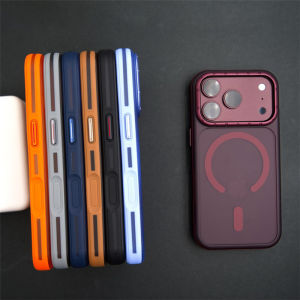 Color Contrast Bumper Shockproof Magnetic Case For iPhone 18Pro 17 16 17Pro Max For Magsafe Aluminum Alloy Lens Frame Hard Cover