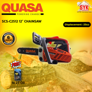 SYK Quasa SCS-C2512 12 Inch Chainsaw Outdoor Garden Tool Machine Wood Cutting Mesin Gergaji Rantai Potong Kayu FREE GIFT