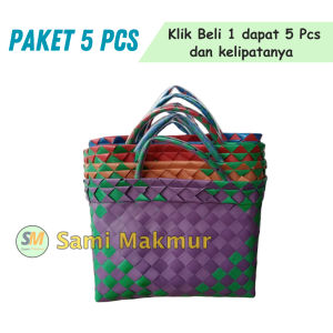 PAKET 5 PCS KOTAK KECIL (S) - Tas Souvenir Hadiah Hampers Anyaman Plastik Murah Bingkisan Makanan Hajatan