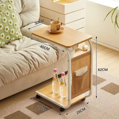 Movable Sofa Side Table Computer Table Coffee Table with wheels Minimalist Tea Table Side Cabinet edside Table Movable Convenient Side Table Bedroom Small Cabinet Coffee Table with Wheels