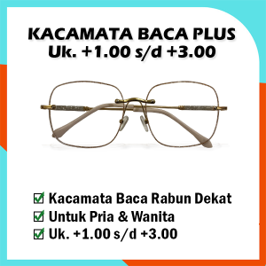 Kacamata Lensa Plus Rabun Dekat Korean Style Pria dan Wanita Kacamata Baca Full Plus Frame Rimless +1.00 sampai +3.00