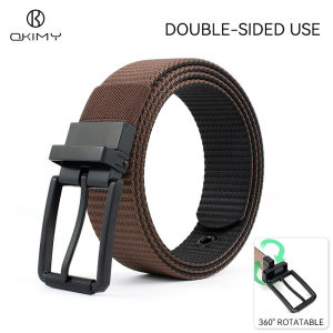 OKIMY Men Belt Outdoor Tactical Belt Adjustable Belt Rotating Buckle Nylon Waistband Double-Sided Two-Color Belt Youth Sports Canvas Pant Belt Simple Nice Waistband Nylon