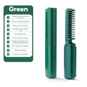 Wireless Professional Hair Straightener Curler Curling Heating Comb Styling Brush Ion Tools Fast Negative Straighter