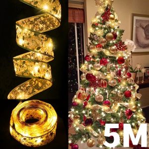 LED 10/5M Fairy String Lights Waterproof Copper Wire Ribbon Bows Lights for Party Weddings Holiday Christmas Tree Decorations