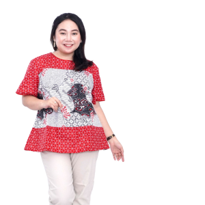 Blouse Big Size Wanita Atasan Batik Lengkap S-M-L-XL-2L-3L-4L-5L-6L-7L Model Blus Jumbo Seragam Batik / Blus Pendek Big Size / Atasan Kerja Wanita Jumbo Kantor / Blouse Jumbo Formal Kerja LD 140