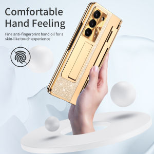 0930[Local Stock] Christmas Halloween For Samsung Galaxy Z Fold 8 Ultra Z Fold 8 7  6 5G Case with Screen Protector Luxury Frosting One-Piece Plating Stand Cover Gold h261009