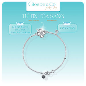 Lắc Tay Cỏ Bốn Lá Glosbe & Co Bạc 925 Đính Kim Cương Moissanite 3.5mm Với Thiết Kế Đơn Giản Tinh Tế - LTAY62