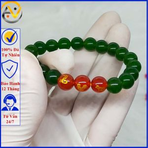 Vòng tay phong thủy cho nữ mệnh mộc tỵ dậu sửu - Vong tam hợp quý nhân quý thần - Đá mã não xanh tự nhiên - Size 8 10ly - Bảo hành 12 tháng