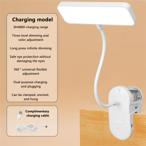 LED Desk Lamp Table Clip Rechargeable On Lamp Eye Protection 3 Modes Dimming Light LED 360° Flexible Gooseneck Arm Drafting Lampshade For Study Work Reading Kedia