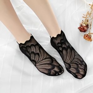 Invisible Stockings Smooth Lace Stockings Solid Color Lace Flight Attendant Gray Soft and Moisture-wicking