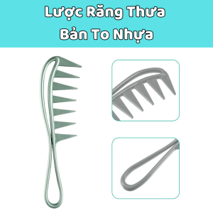 Lược Răng Thưa Bản To Nhựa Chống Rối Gãy Tóc Chất lượng cao