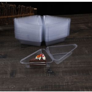 Allieuka 50Pcs Mini Cake Boxes Disposable Clear Food Grade Plastic Triangular Box for Cheesecake Slice Pie