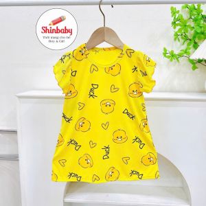 Váy Cánh Tiên Viền Bèo Bé Gái Chất Thun Tăm Lạnh Mềm Mát Họa Tiết Siêu Dễ Thương 6-35kg Mặc Đi Học Đi Chơi