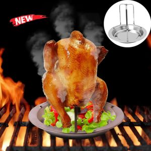 ZYJC Stainless Steel for Grill Oven Chicken Roaster Canister Beer Chicken Vegetables Roasting Pan Roaster Rack BBQ Tool Chicken Holder