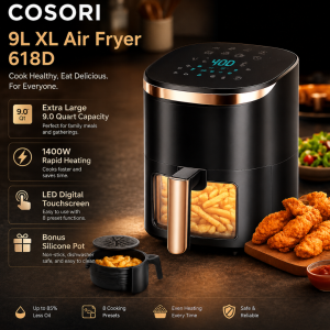 COSORl Air Fryer Crispy Healthy & Fast! 9L | 1500W High Power | Less Oil More Flavor