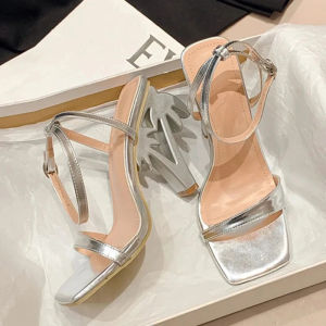 Liyke Ankle Strap Womens Fretwork Heels Sandals Summer Fashion Green Patent Leather Square Toe Party Stripper Shoe Size 42