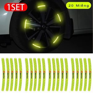 Tem Phản Quang Dán Mâm Xe Ô Tô Xe Máy SPORT 07x9cm – Bộ 20 Miếng Decal Phản Quang An Toàn Ban Đêm