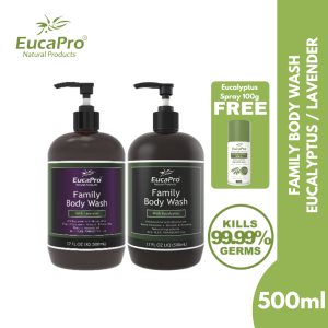 Eucapro Family Body Wash Eucalyptus & Lavender 500ml Bundle | Natural Body Care Set