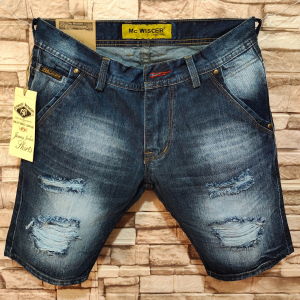MC WISCER Celana Pendek Pria Jeans Sobek Ripped Tidak Tembus Bahan Denim Pola Skinny Diatas Lutut