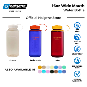 Nalgene 16oz Wide Mouth Water Bottle | Lifetime Warranty 500ml Leakproof BPA FREE Tritan Perfect For Sports Cycling