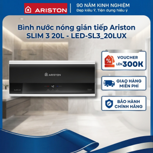Bình nước nóng gián tiếp Ariston SLIM 3 20 Lít - SL3_20LUX | Bình ngang tiết kiệm Thiết kế hiện đại Hàng chính hãng Bảo hành trọn gói
