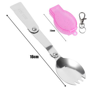 New Lightweight 304 Stainless Steel Spoon Portable Three-Fold Spoon Fork Outdoor Camping Travel Folding Tableware with Storage Box