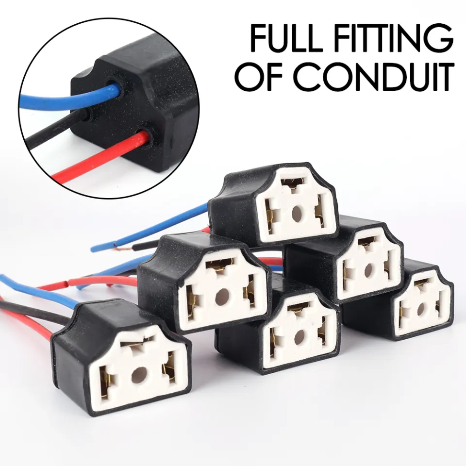 4PCS Pin LED H4 Car Headlight Bulb Holder Durable Ceramic Car
